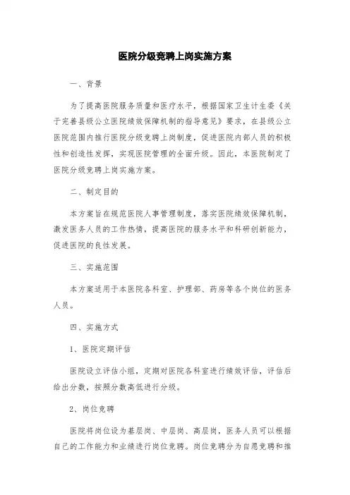 医院分级竞聘上岗实施方案
