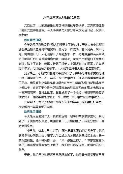 六年级欢庆元旦日记10篇