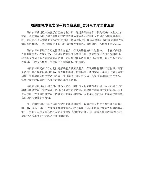 戏剧影视专业实习生的自我总结_实习生年度工作总结