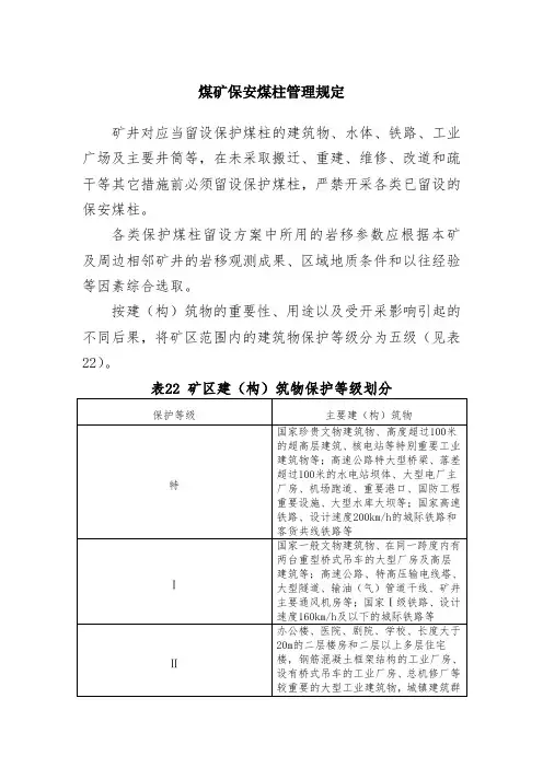 煤矿保安煤柱管理规定