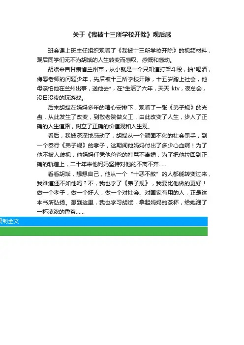 关于《我被十三所学校开除》观后感