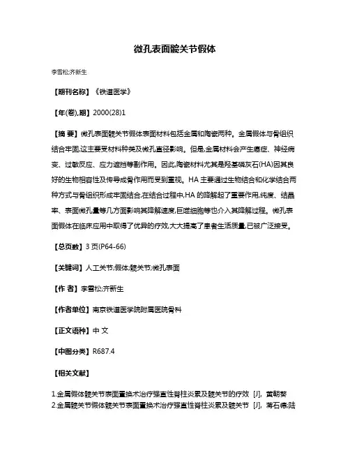 微孔表面髋关节假体