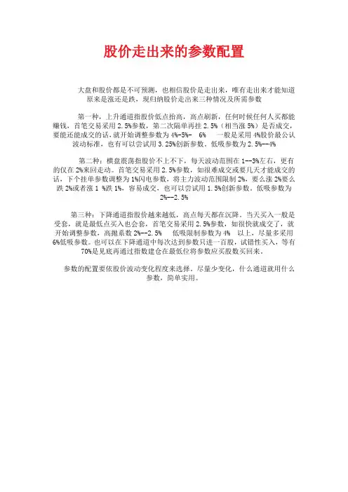 股价走出来的参数配置-- 转载新浪博客