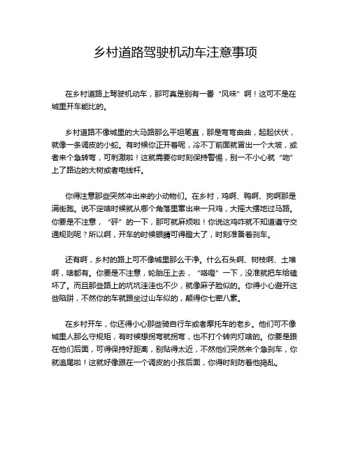 乡村道路驾驶机动车注意事项