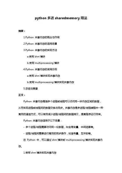 python多进sharedmemory用法