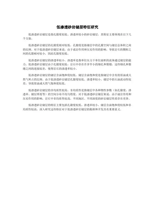 低渗透砂岩储层特征研究