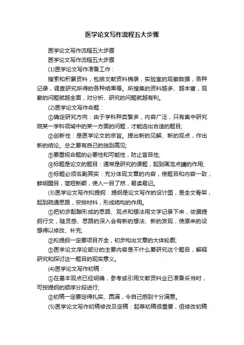 医学论文写作流程五大步骤