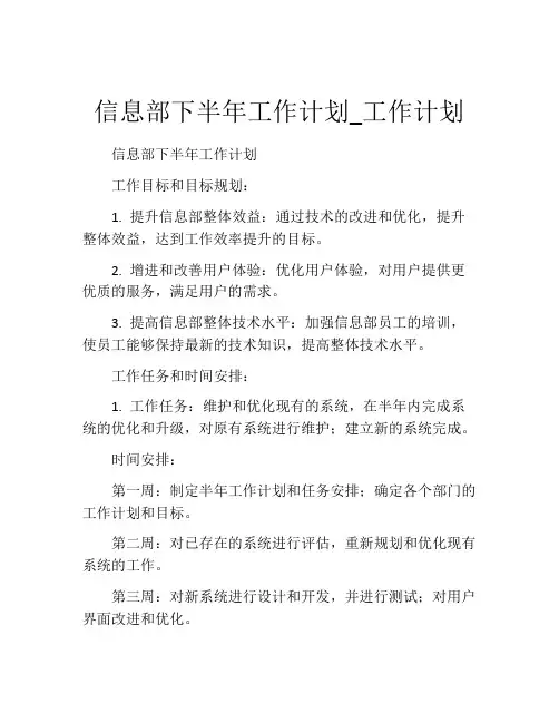 信息部下半年工作计划_工作计划