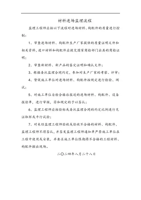 材料进场监理验收流程