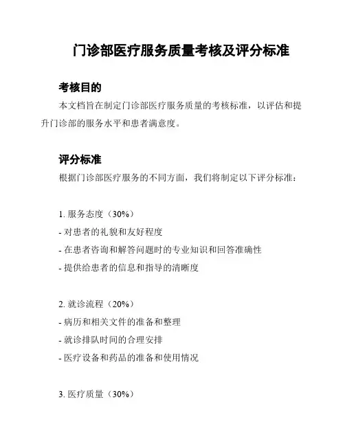 门诊部医疗服务质量考核及评分标准