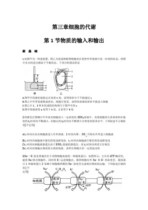 【高考生物专题】高三一轮复习生物：物质的输入和输出练习