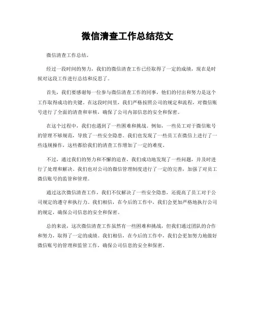 微信清查工作总结范文