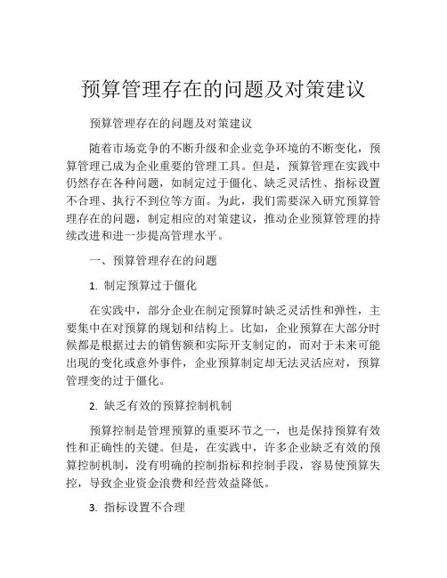 预算管理存在的问题及对策建议