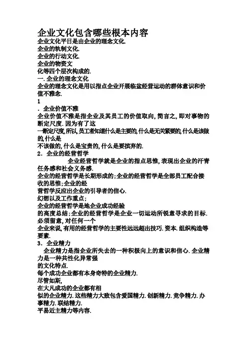 企业文化包括哪些基本内容