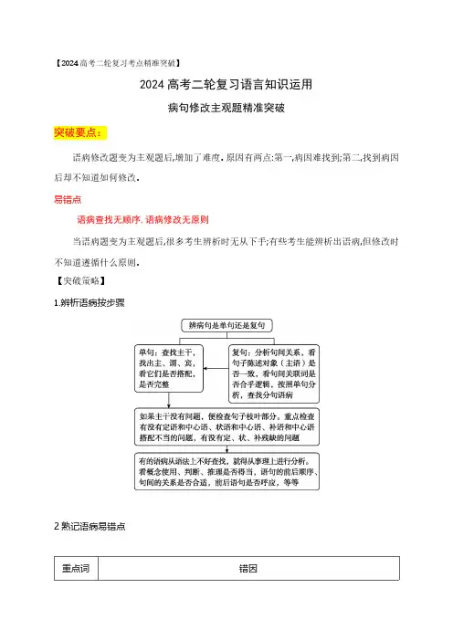 05 病句修改主观题精准突破-2024年高考语文二轮复习之语言文字运用