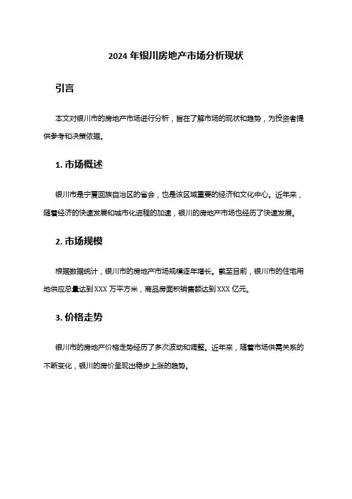2024年银川房地产市场分析现状