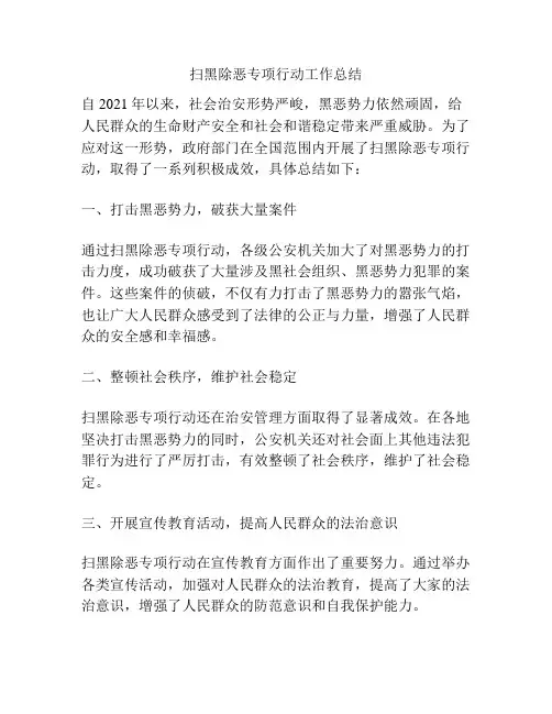 扫黑除恶专项行动工作总结