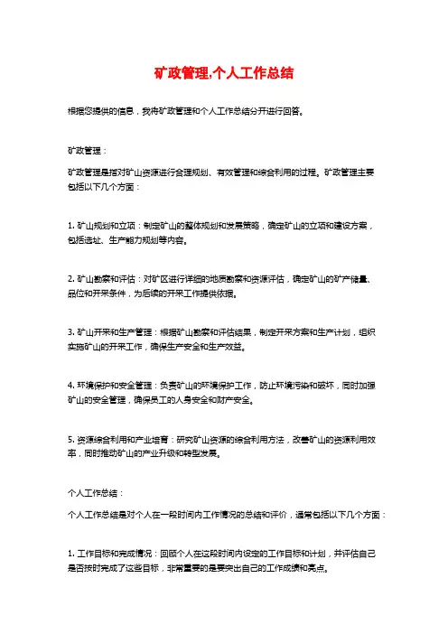 矿政管理,个人工作总结