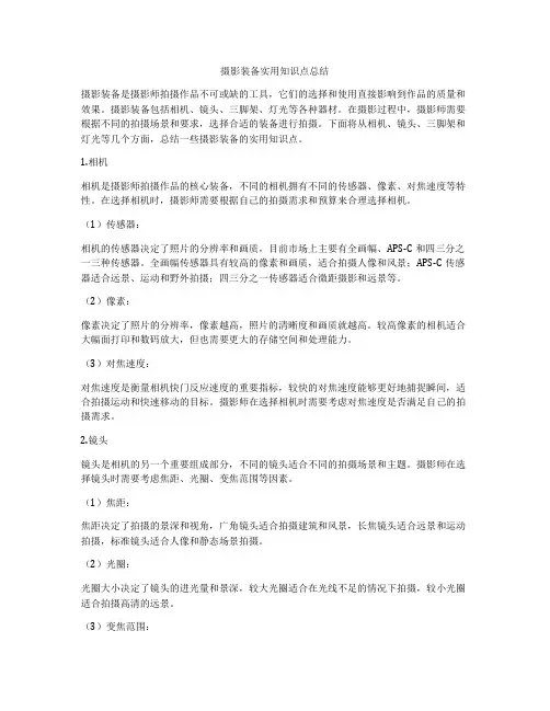 摄影装备实用知识点总结