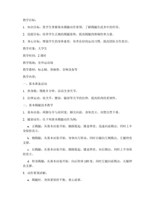 大学生体育课踢腿教案