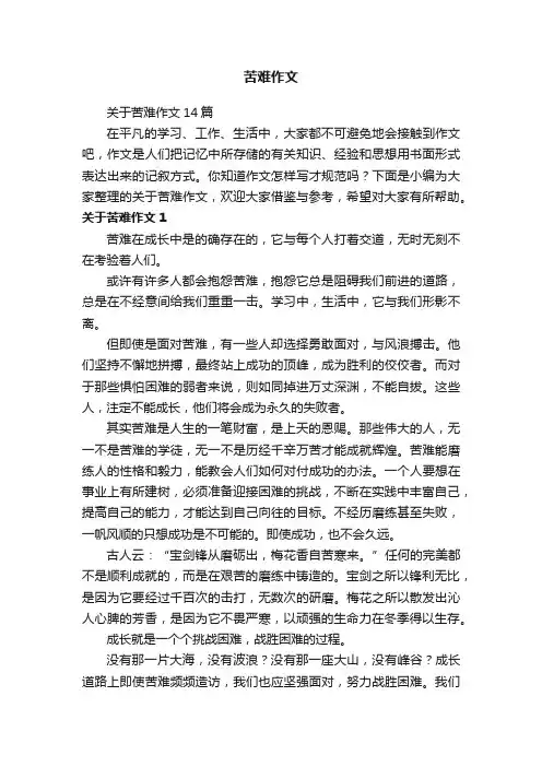 关于苦难作文14篇