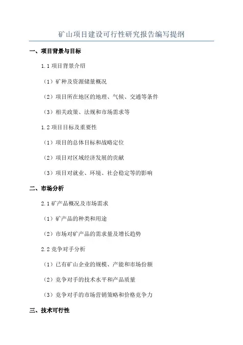矿山项目建设可行性研究报告编写提纲