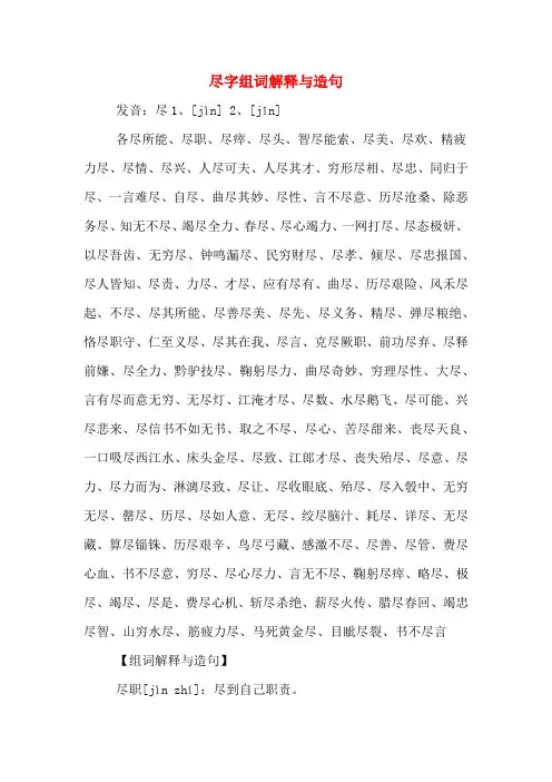 尽字组词解释与造句