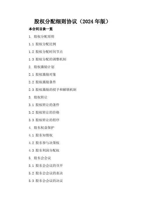 股权分配细则协议(2024年版)