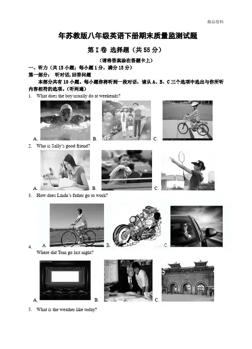 2020年苏教版八年级英语下册期末质量监测试题(附答案)