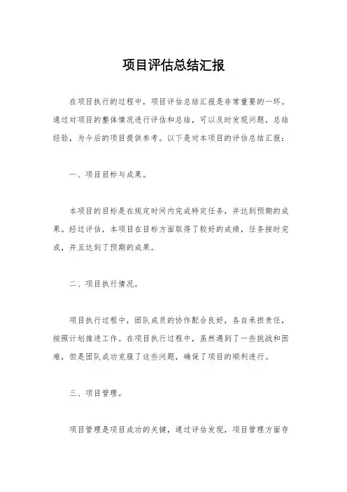项目评估总结汇报