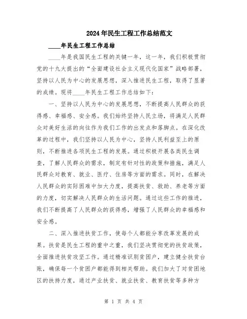 2024年民生工程工作总结范文