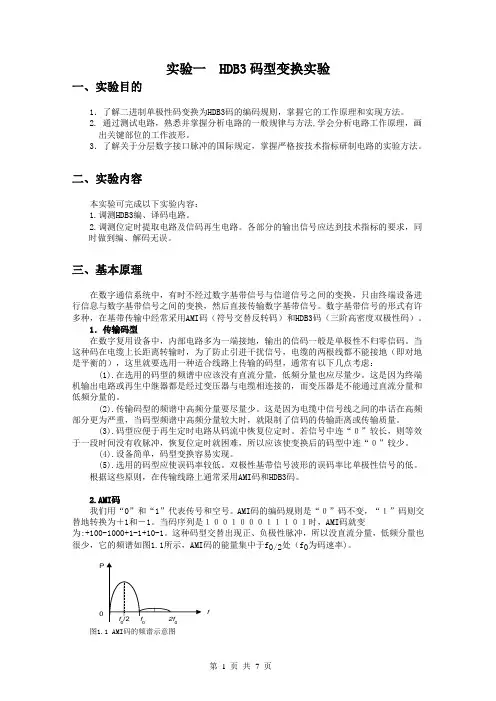 实验一  HDB3码型变换实验
