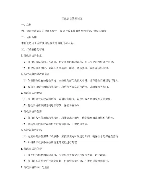 行政表格管理制度