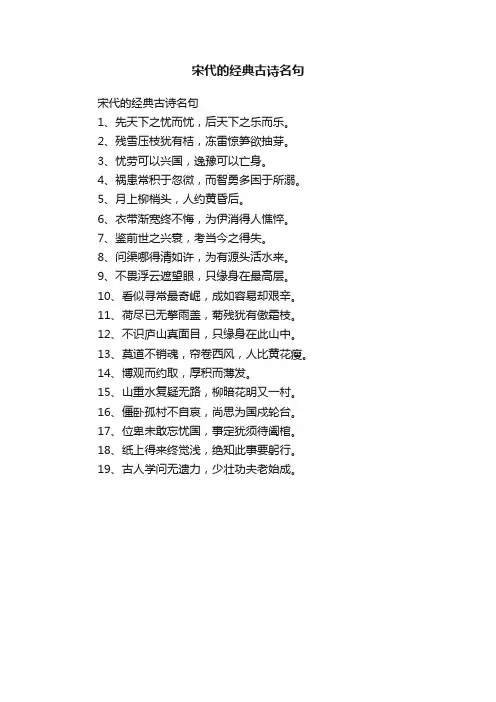 宋代的经典古诗名句