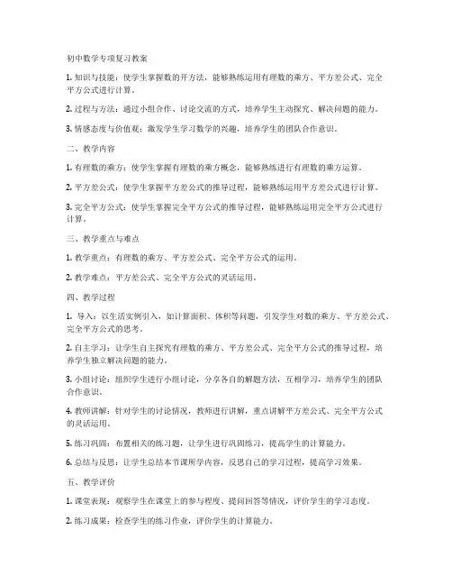 初中数学专项复习教案