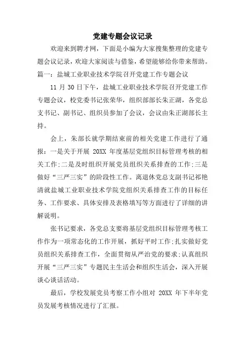 党建专题会议记录