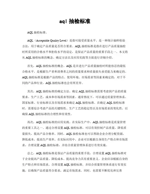 aql抽检标准