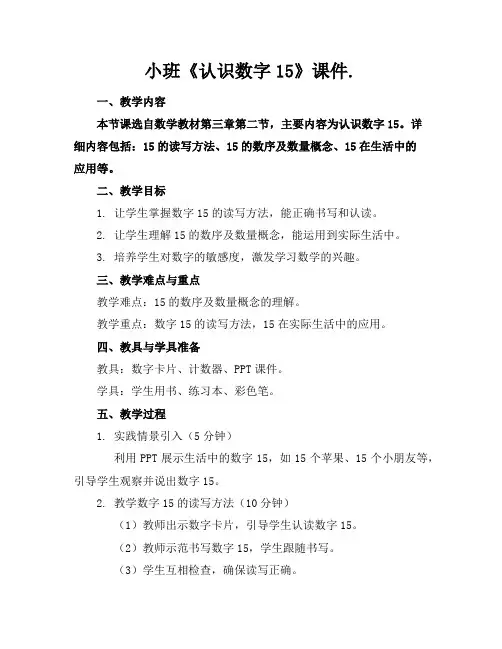 小班《认识数字15》课件.
