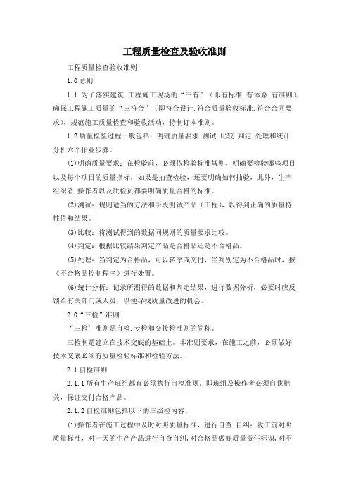 工程质量检查及验收制度