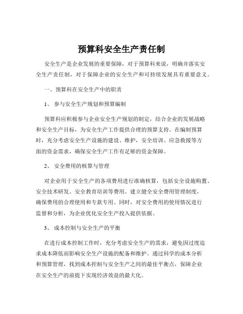 预算科安全生产责任制