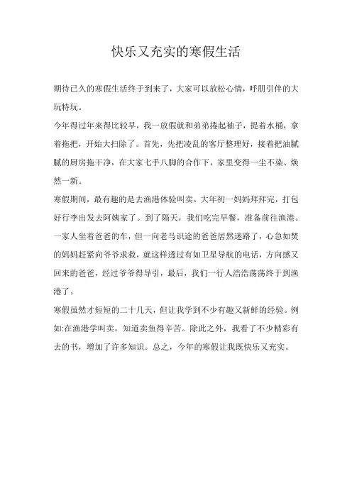小学叙事快乐又充实的寒假生活
