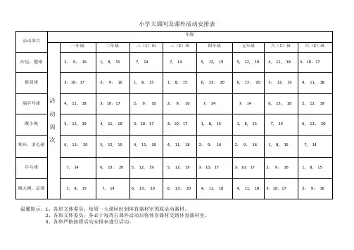 小学大课间及课外活动安排表