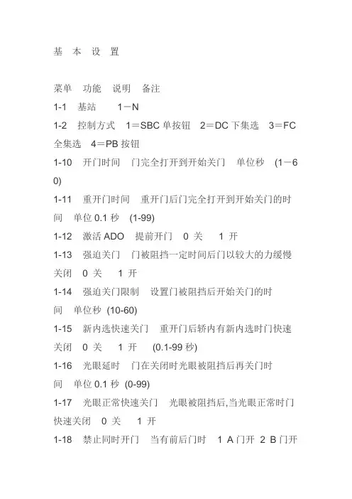 通力电梯调试资料