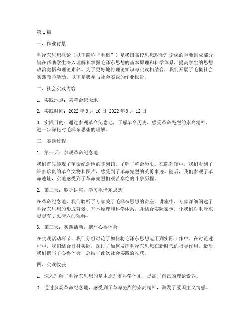 毛概社会实践教学作业(2篇)