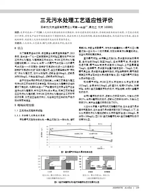 三元污水处理工艺适应性评价