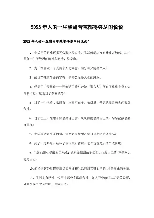 2023年人的一生酸甜苦辣都得尝尽的说说