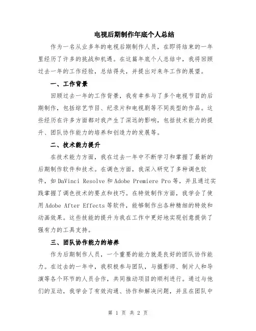 电视后期制作年底个人总结