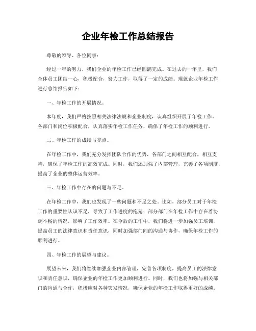 企业年检工作总结报告