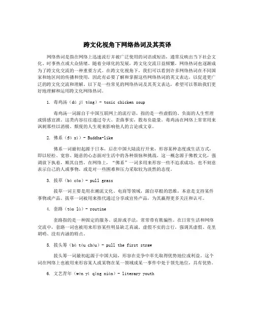 跨文化视角下网络热词及其英译