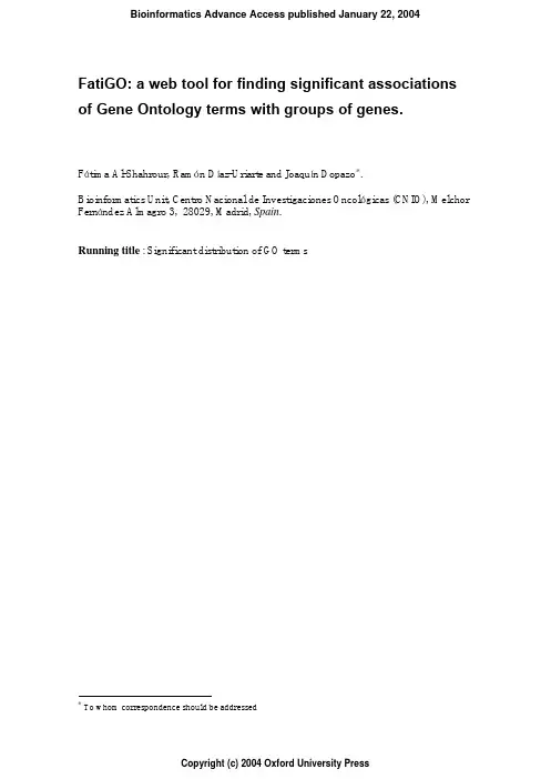 Running title Significant distribution of GO terms